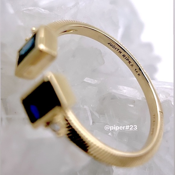 Brand New in Box Judith Ripka Classic 14K Gold Sapphire & Diamond Ring - Picture 6 of 9